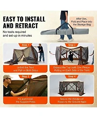 Givimo 6-Sided Pop-Up Gazebo Screen Tent with Removable Wind Cloths and Mesh Windows 12.5x12.5FT