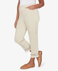 Alfred Dunner Petite Detail Driven Geometric Cut-Out Flat Front Ankle Pants