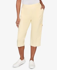 Alfred Dunner Petite Out of the Blue Fringe Denim Patch Pocket Capri Pants