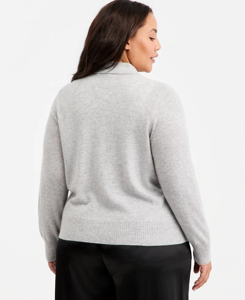 Charter Club Plus Size 100% Cashmere High-Rib Embellished Cardigan, Macy's Exclusive