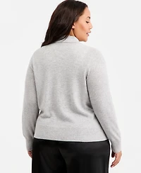 Charter Club Plus Size 100% Cashmere High-Rib Embellished Cardigan, Macy's Exclusive