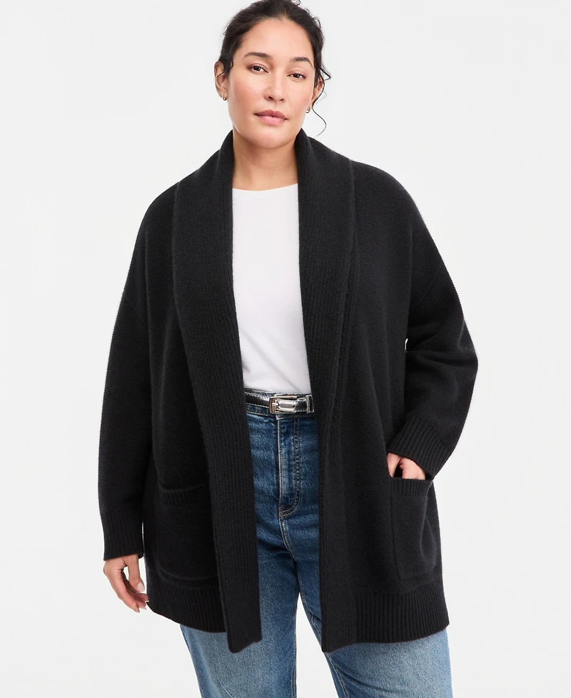 Charter Club Plus 100% Cashmere Shawl-Collar Cardigan, Macy's Exclusive