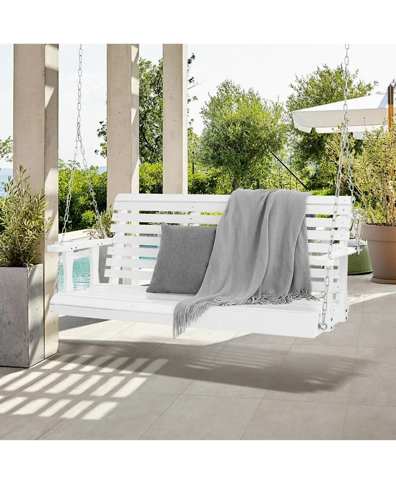 Gouun 5.5 feet Wooden Hanging Porch Swing Bench with Steel Chains.