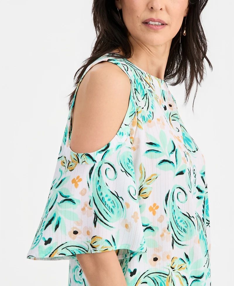 Jm Collection Women's Cold-Shoulder Elbow-Sleeve Top, Macy's Exclusive