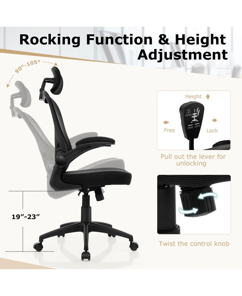 Gouun Ergonomic Mesh Office Chair with Adjustable Headrest, Lumbar Support and Flip-Up Arms