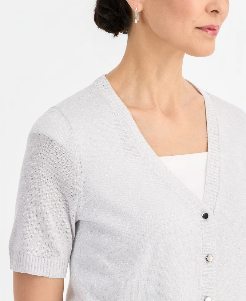 Jm Collection Women's Short-Sleeve V-Neck Cardigan, Macy's Exclusive