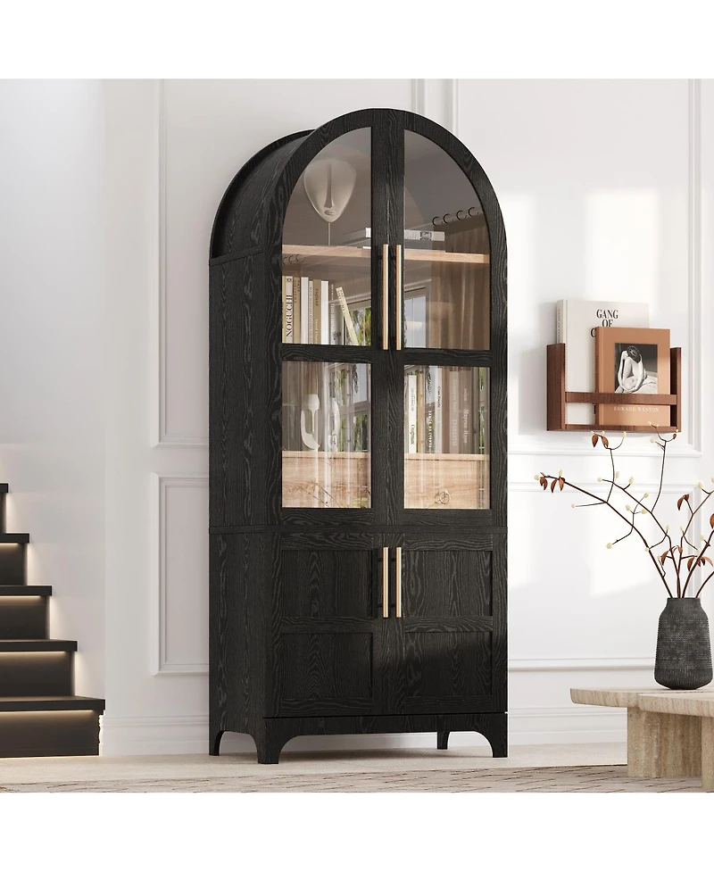 Streamdale Furniture Farmhouse 71Arched Pantry Cabinet with Storage