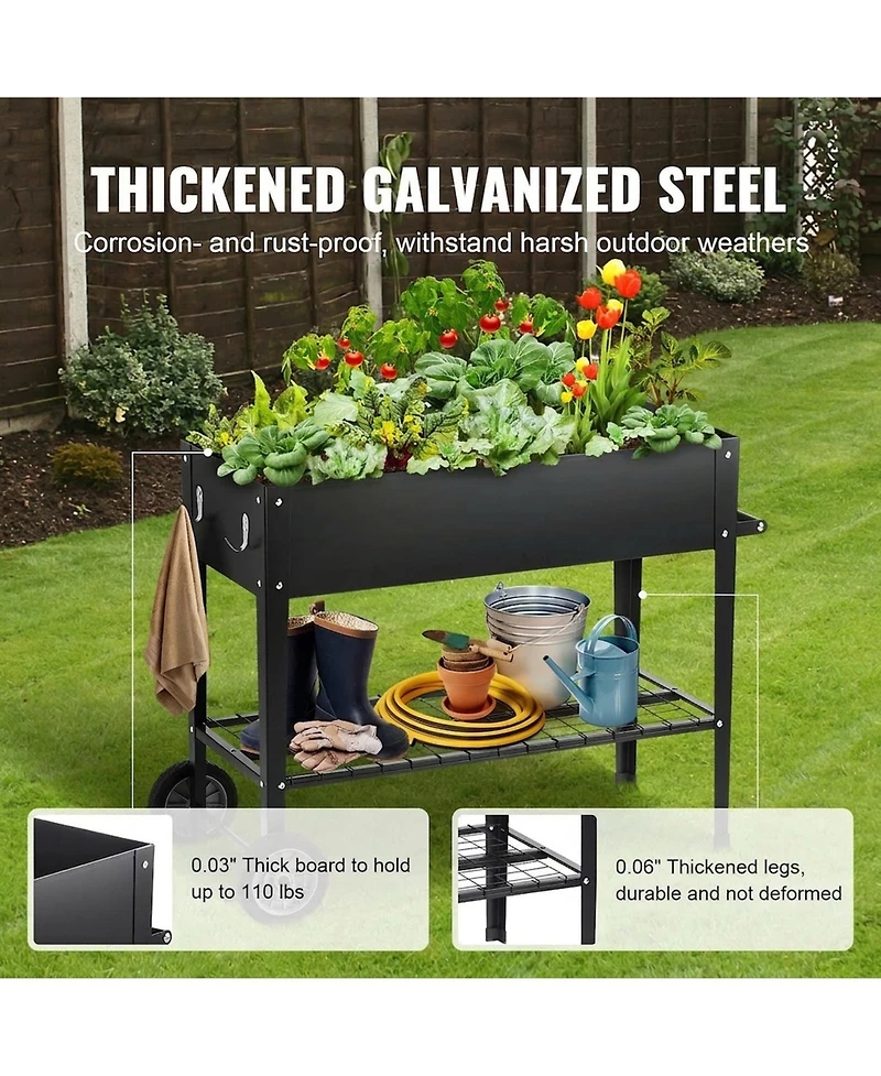 Sugift 42.5 x 19.5 x 31.5 in Galvanized Metal Raised Planter Box