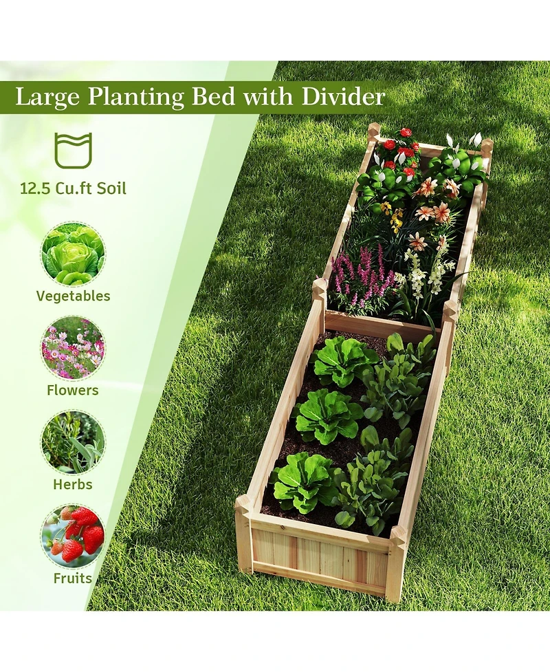 Sugift Divisible Raised Planter Box with Drainage and Fabric Liner