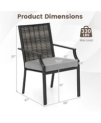 Gouun Stackable Wicker Patio Dining Chairs Set of 2 with Removable Cushions