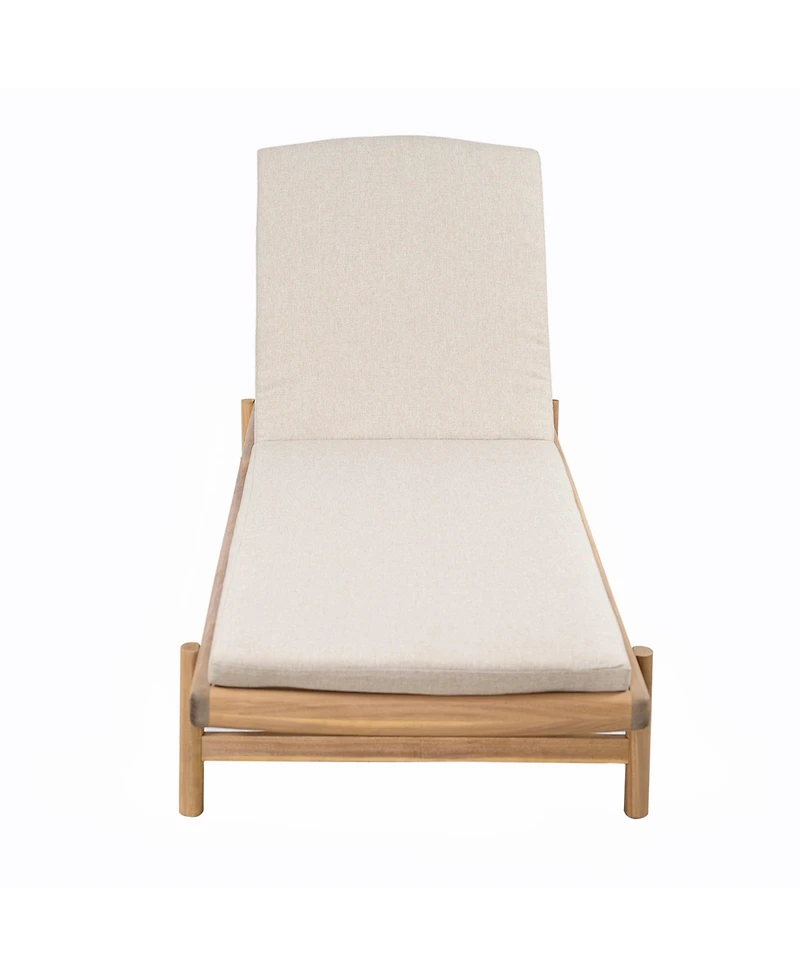 Mondawe Outdoor Teak Chaise Lounge Set of 2 with Cushions