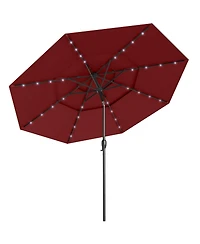 Sugift 10 Feet Solar Patio Umbrella with 32 Led Lights 3-Tier Vented Top