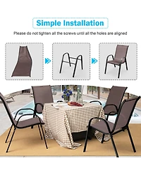 Gouun Stackable Outdoor Dining Chairs Set of 2 with Inclined Backrest