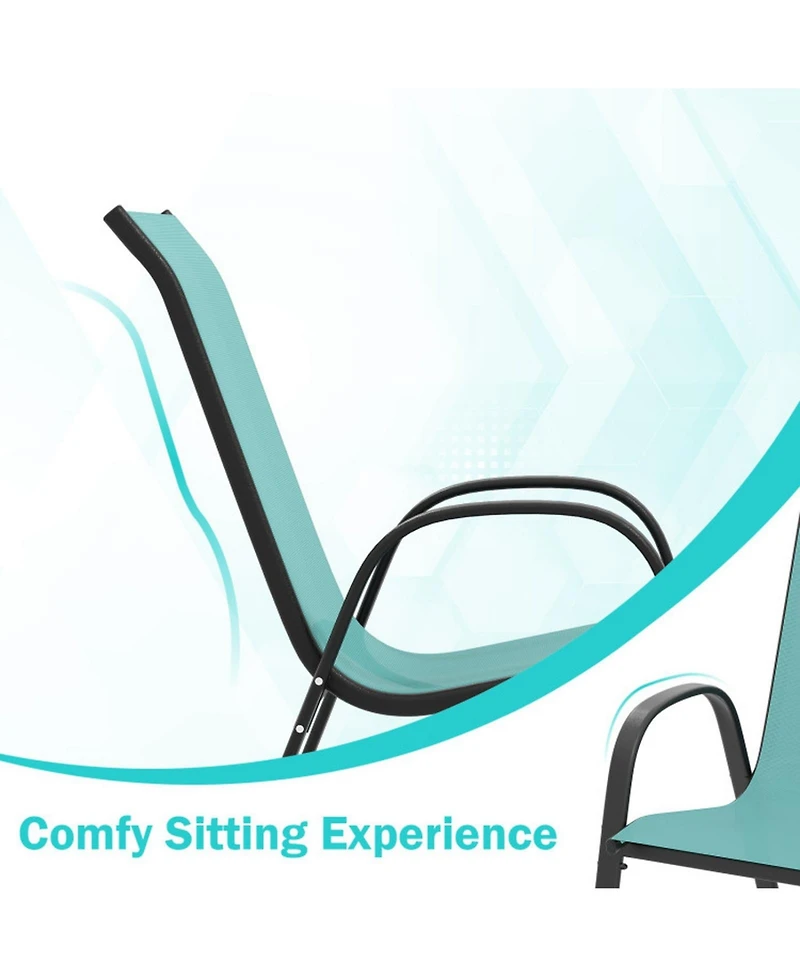 Gouun Stackable Patio Dining Chairs Set of 2 with Breathable Fabric Seat