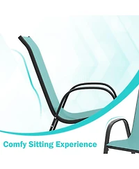 Gouun Stackable Patio Dining Chairs Set of 2 with Breathable Fabric Seat