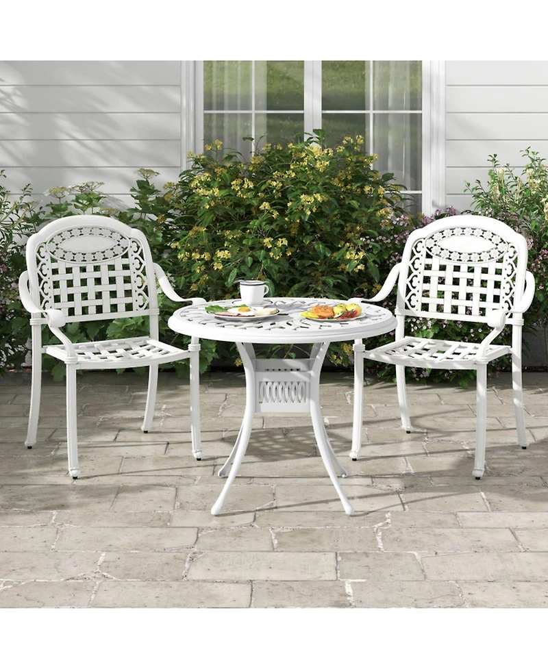 Gouun Cast Aluminum Patio Dining Chairs Set of 2 with Curved Armrests