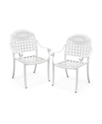 Gouun Cast Aluminum Patio Dining Chairs Set of 2 with Curved Armrests