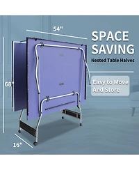 Rainsken 84.5FT Mid-Size Table Tennis Table, Foldable and Portable Ping Pong Table Set with Net, 2 Table Tennis Paddles and 3 Balls for Indoor Game