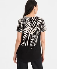Jm Collection Printed Scoop Neck Short Sleeve Top Tummy Control Pants Macys Exclusive