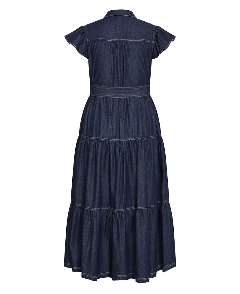 City Chic Women's Kelsie Denim Maxi Dress