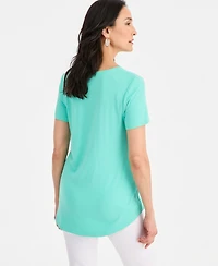 Jm Collection Women's Scoop-Neck Short Sleeve Top, Created for Macy's