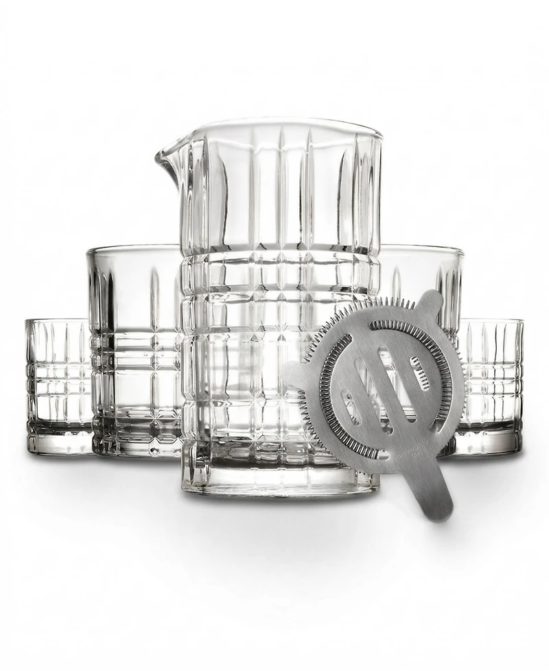 Godinger Whiskey Rye Plaid 6-Pc. Mixing Pitcher Set