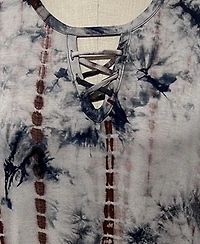 Coin 1804 Plus Tie Dye Lace Up Short-Sleeve Top