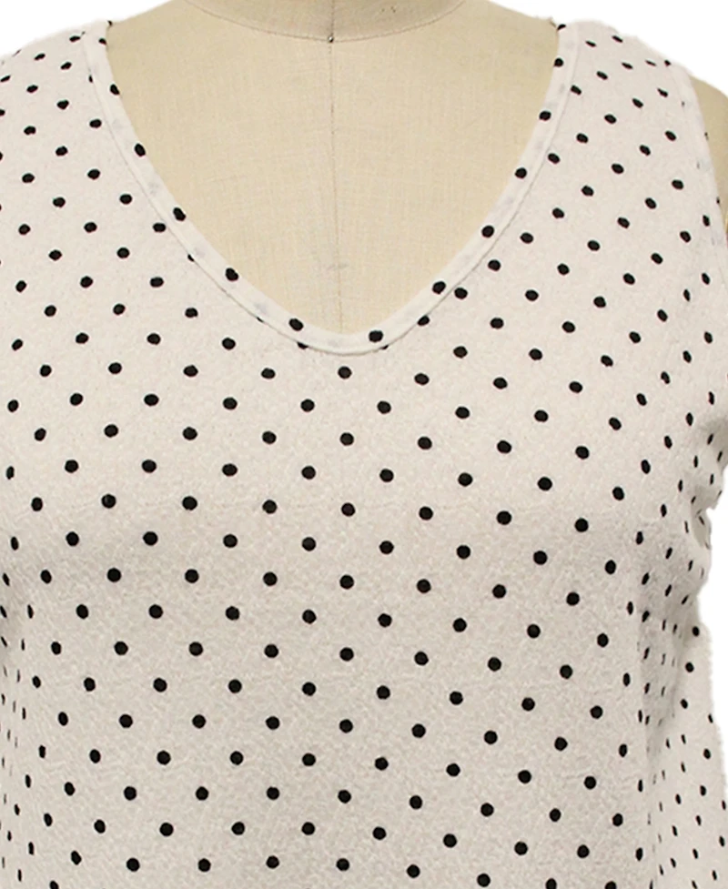 Coin 1804 Plus Polka Dot Bubble Crinkley Double Tank Top