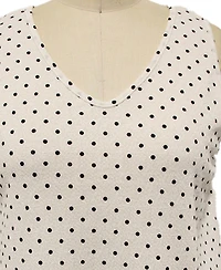 Coin 1804 Plus Polka Dot Bubble Crinkley Double Tank Top