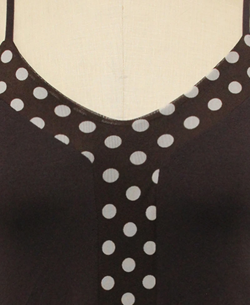 Coin 1804 Plus Size Polka Dot Mesh Panel Cami Top