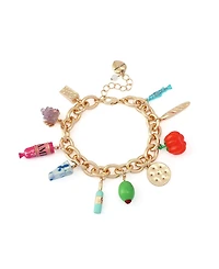 Betsey Johnson Faux Stone Girl Dinner Charcuterie Charm Bracelet