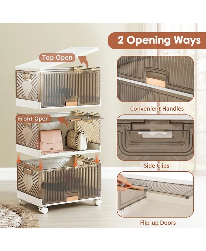 Gouun 3-Cube Collapsible Stackable Storage Bins with Detachable Wheels