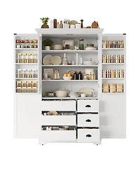 Streamdale Furniture Shaker Pantry Cabinet w Drawers, Doors, Shelves, Trays