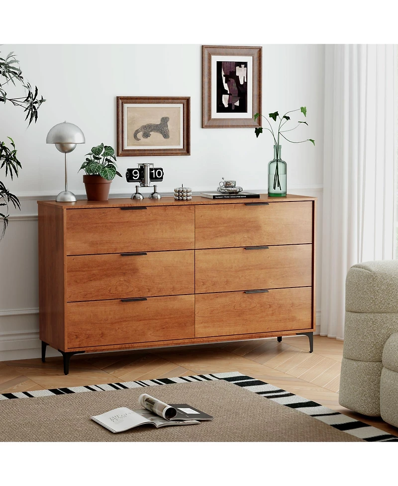 Gouun 6-Drawer Dresser with Interlock System for Bedroom Living Room