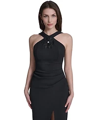 Eliza J Women's Slit Halter Neck Midi Dress