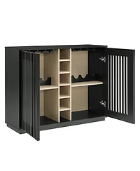 Streamdale Furniture Mid-Century Fluted Liquor Cabinet and Wine Storage