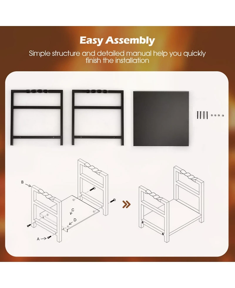 Gouun Steel Firewood Log Holder with Raised Feet and Carrying Handles