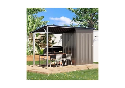 Aecojoy Outdoor Open-Sided Storage Shed Metal Shed