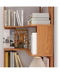 Streamdale Furniture 90cm L-Shape 5-Tier Corner Bookshelf with Anti-Tip