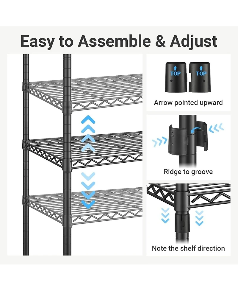 Streamdale Furniture Heavy Duty 5 Tier Wire Shelving Unit with Wheels and Feet