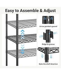 Streamdale Furniture Heavy Duty 5 Tier Wire Shelving Unit with Wheels and Feet