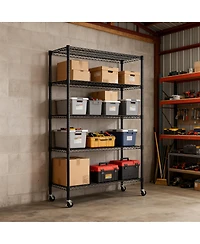 Streamdale Furniture Heavy Duty 5 Tier Wire Shelving Unit with Wheels and Feet