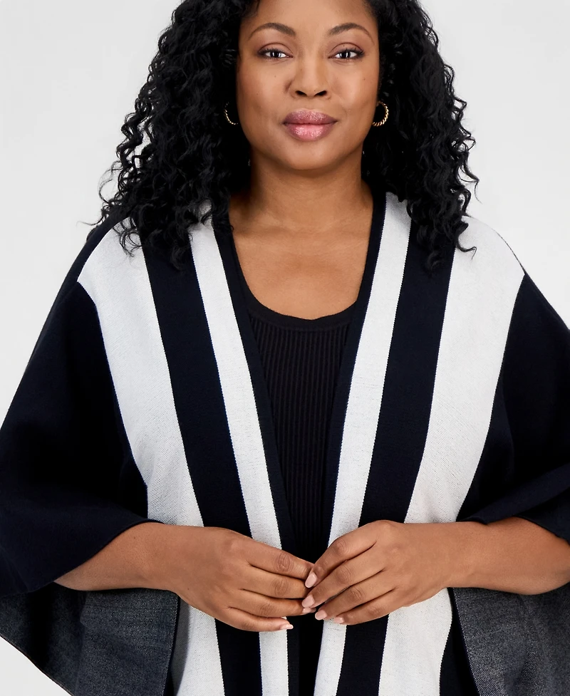 Jm Collection Plus Short-Sleeve Colorblock Open-Front Cardigan, Macy's Exclusive