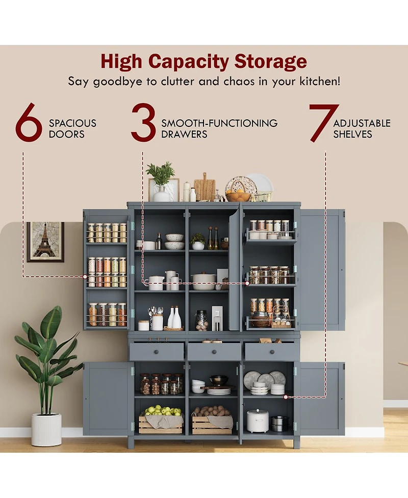 Streamdale Furniture Farmhouse Kitchen Pantry Cabinet with Storage and Drawers