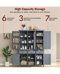 Streamdale Furniture Farmhouse Kitchen Pantry Cabinet with Storage and Drawers