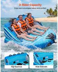 Mecale 3-Rider Towable Tube for Boating 510 lbs Dual Tow Points