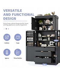 Streamdale Furniture Tall Shaker Kitchen Pantry Cabinet with Storage and Wine Racks