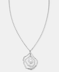 I.n.c. International Concepts Pave & Imitation Pearl Orbital Pendant Necklace, 32" + 3" extender, Macy's Exclusive
