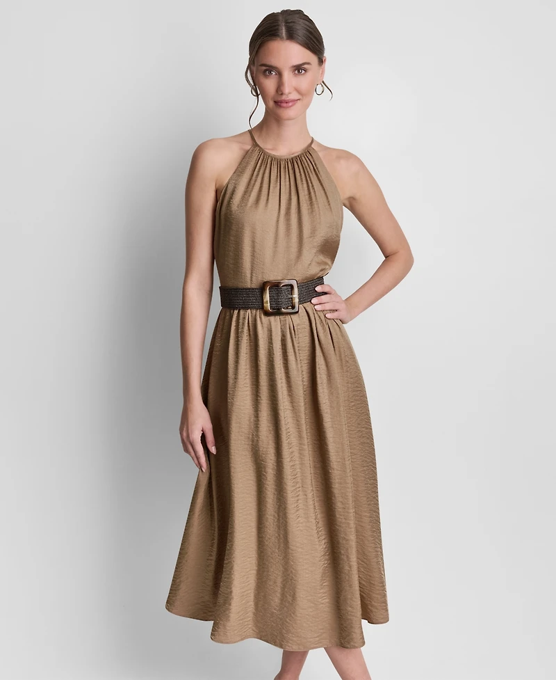 Dkny Women's Sleeveless Halter Midi Dress