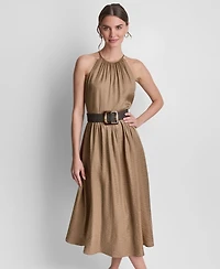 Dkny Women's Sleeveless Halter Midi Dress